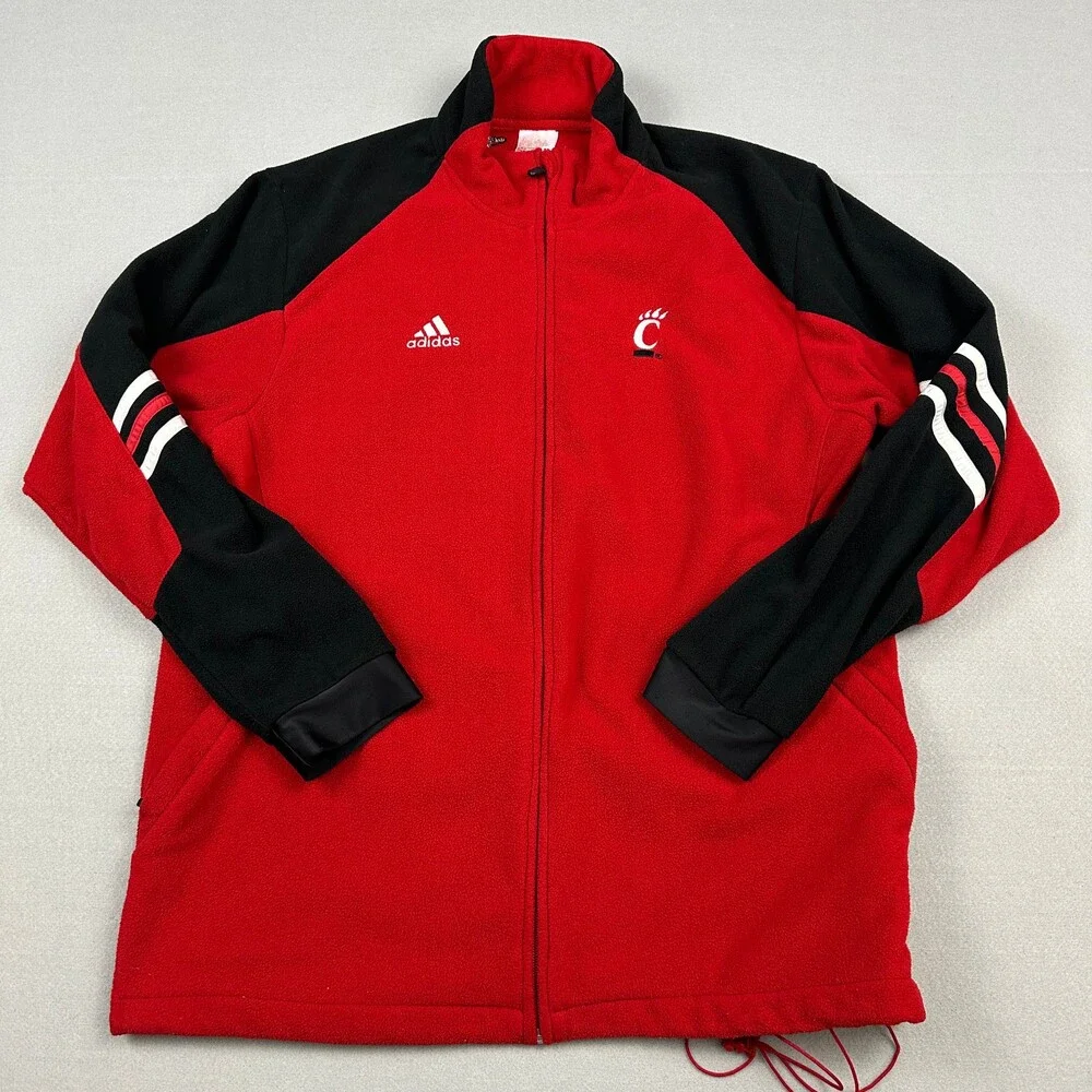 Cincinnati Bearcats Fleece Jacket Men Small Red Black Adidas Full Zip NCAA S